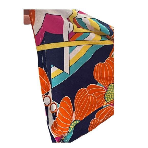 Macbeth Collection by Margaret Josephs Wrap Dress M Bell Sleeve Tropical Floral - Picture 6 of 10